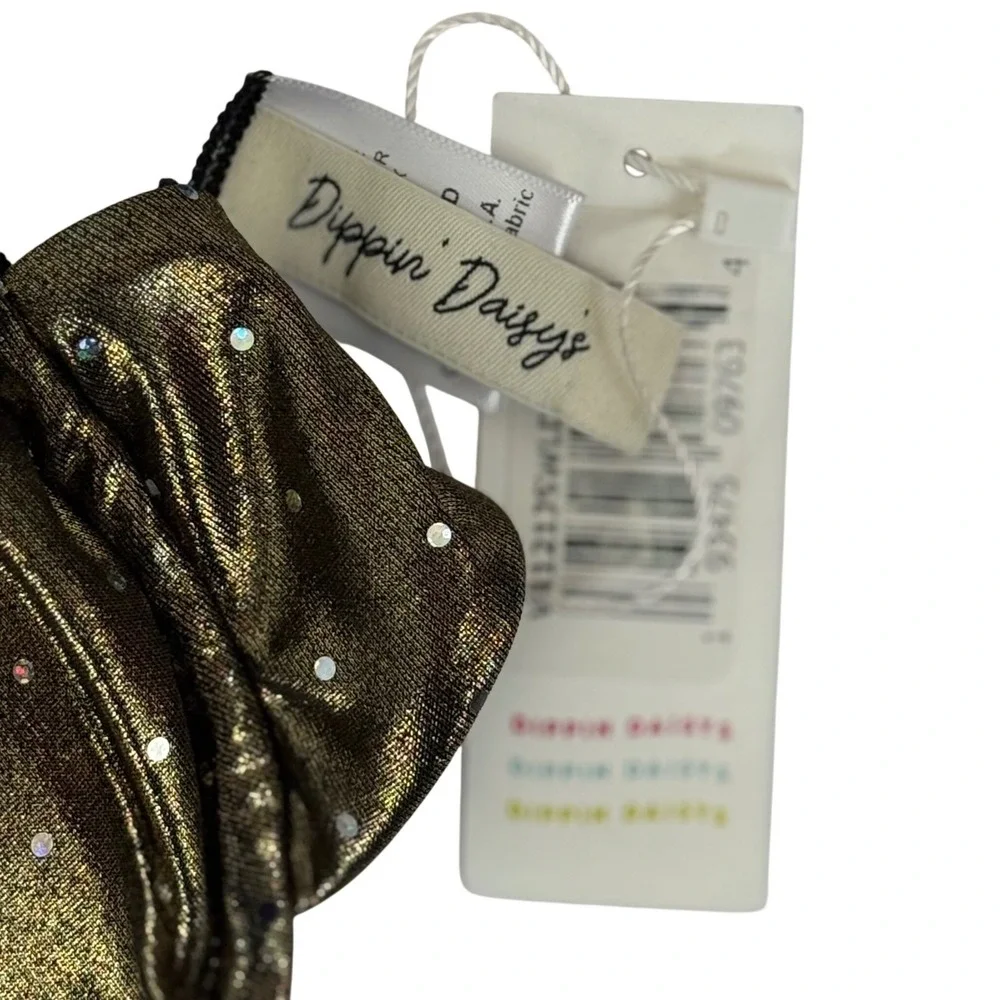 Dippin Daisy's Gold Metallic Bikini Top‎ Glam Mermaidcore Chic Large New